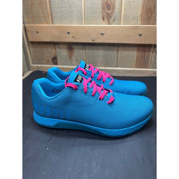 Nobull Mens 8.5 Womens 10 Training Blue Mesh SuperFabric Pink Laces Sneakers - Picture 2 of 10